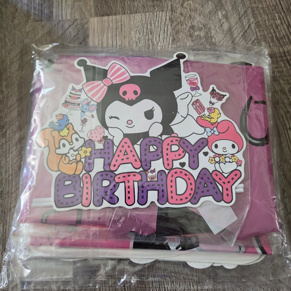 Sanrio Kuromi My Melody Happy Birthday Party Decoration Set Pink Purple New